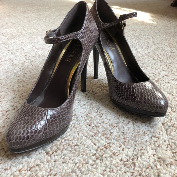 Ralph Lauren Shoes - Ralph Lauren “Kylie” Snakeskin Mary Jane Pump
